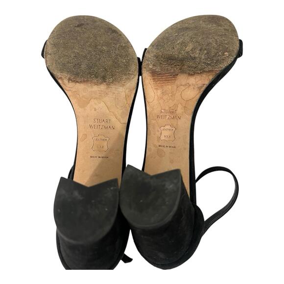 STUART WEITZMAN NEARLYNUDE ANKLE STRAP SANDAL BLACK SUEDE SIZE 7 M MINT - Picture 9 of 11